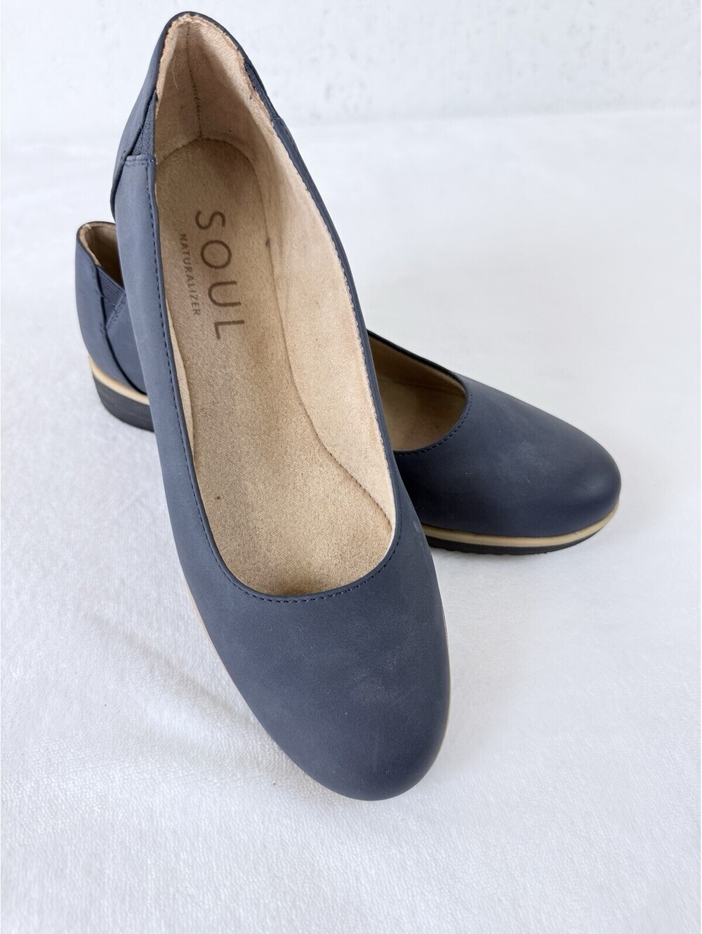 Soul Naturalizer Idea Ballet Flat Women 7.5 Indigo Leather Slip On Almond Toe